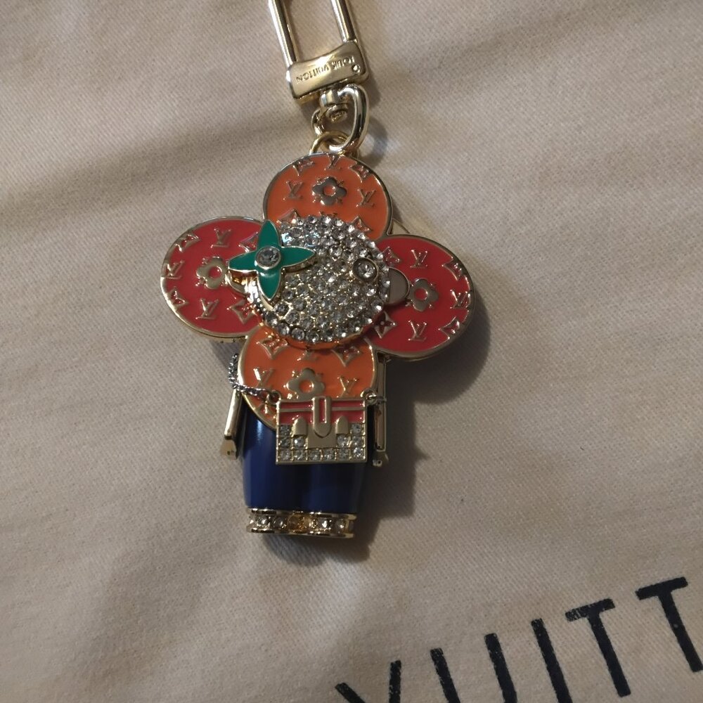 Unique Blinged Out Flower Character LV Design Purse Charm